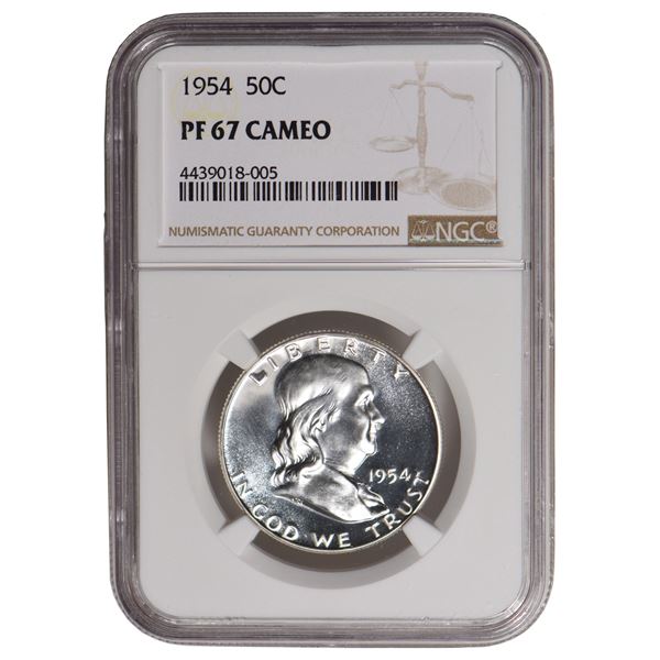 1954 Franklin Half Dollar NGC PF67 CAMEO