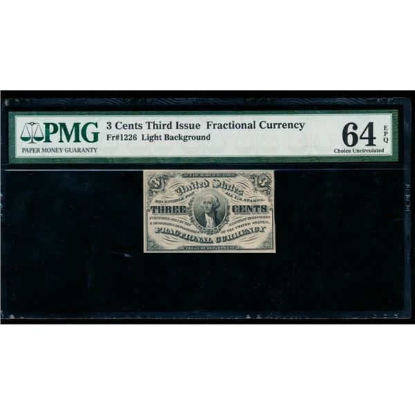 3 Cent Third Issue Fractional PMG 64EPQ