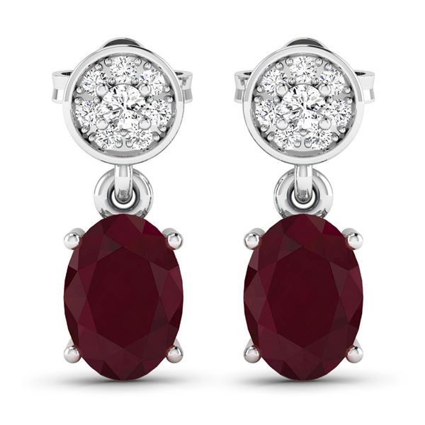 14KT White Gold 1.7ctw Ruby and Diamond Earrings