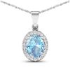 14KT White Gold 1.4ctw Aquamarine and Diamond Pendant