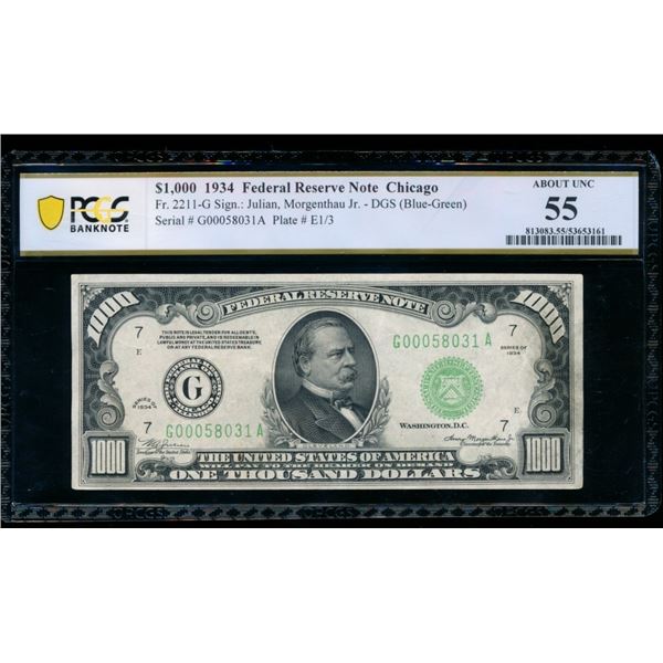 1934 $1000 Chicago FRN PCGS 55
