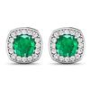 14KT White Gold 1.92ctw Zambian Emerald and Diamond Earrings