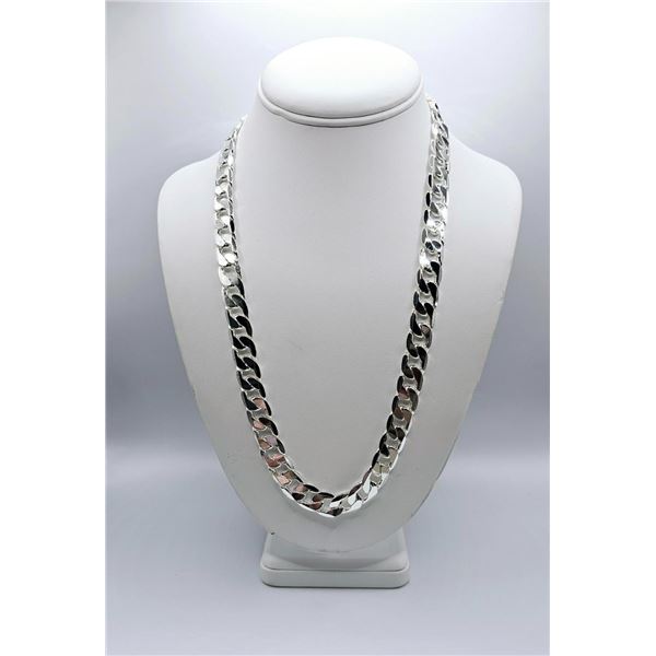 Huge 101.9 Gram Tri-Layered .925 Silver Plated Cuban Link Necklace