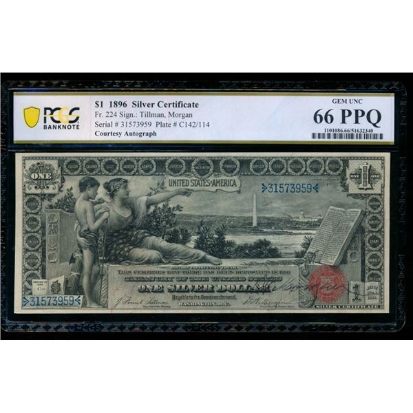 1896 $1 Educational Silver Certificate PCGS 66PPQ