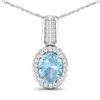 14KT White Gold 1.4ctw Aquamarine and Diamond Pendant