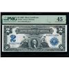 1899 $2 Mini Porthole Silver Certificate PMG 45