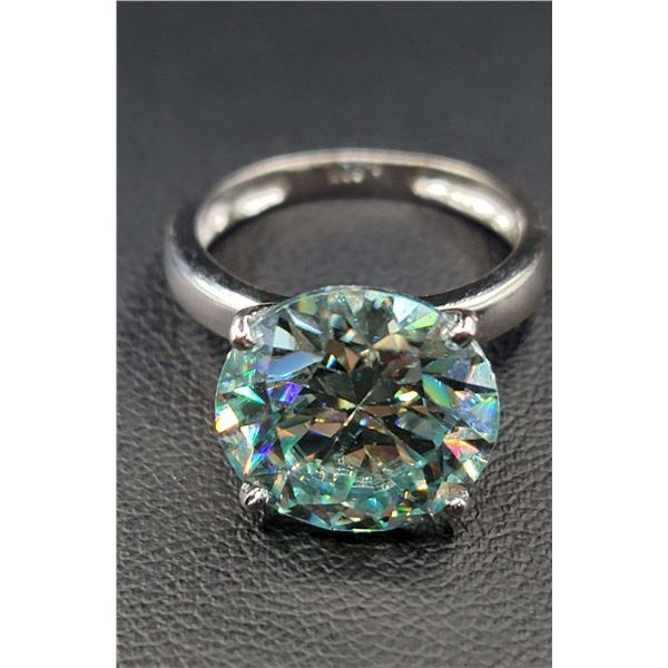 Plated 14KT White Gold 4.5ct Vvs1 Mint Green Fire Moissanite Ring
