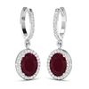 Image 2 : 14KT White Gold 3ctw Ruby and Diamond Earrings