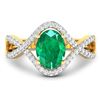 Image 3 : 14KT Yellow Gold 1ctw Zambian Emerald and Diamond Ring