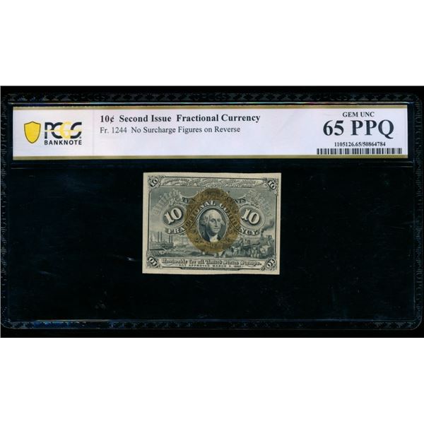 10 Cent Second Issue Fractional PCGS 65PPQ