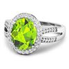 Image 2 : 14KT White Gold 3.85ctw Peridot and Diamond Ring