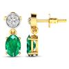 Image 4 : 14KT Yellow Gold 1.12ctw Zambian Emerald and Diamond Earrings