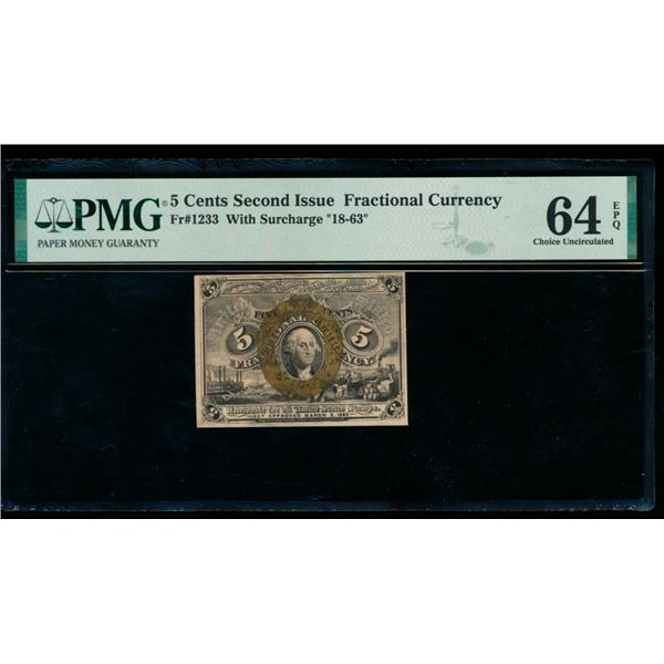 5 Cent Second Issue Fractional PMG 64EPQ