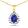 14KT Yellow Gold 3.25ctw Tanzanite and Diamond Pendant