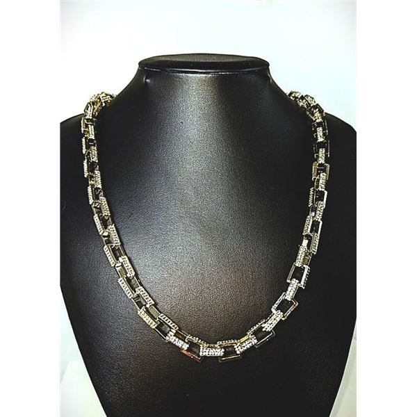 Huge 65.8 Gram 14 Kt White Gold Plated Rolo Box Link Necklace