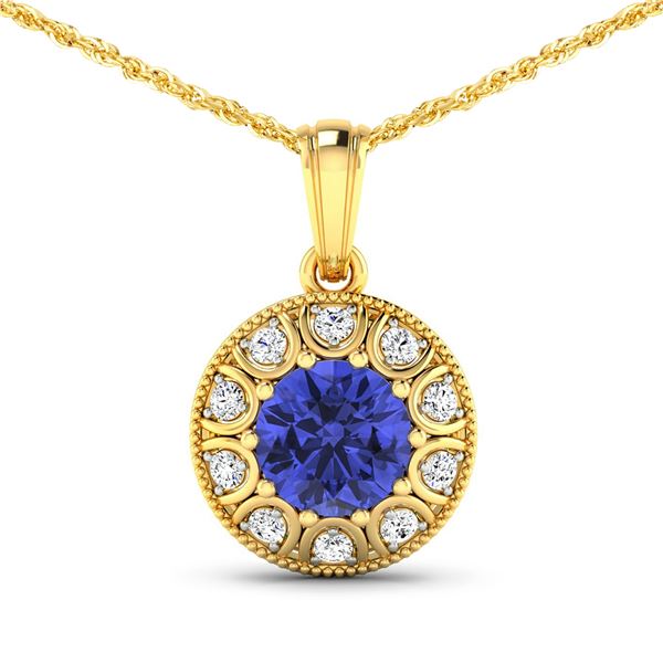 14KT Yellow Gold 2.02ctw Tanzanite and Diamond Pendant