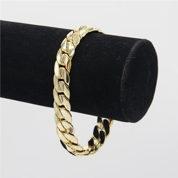 Huge 47 Gram 14 Kt Gold Plated Cuban Link Bracelet