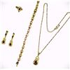 Image 2 : 18 Kt Gold Plate Padpaparacha Sapphire Lab Simulated Jewelry Set