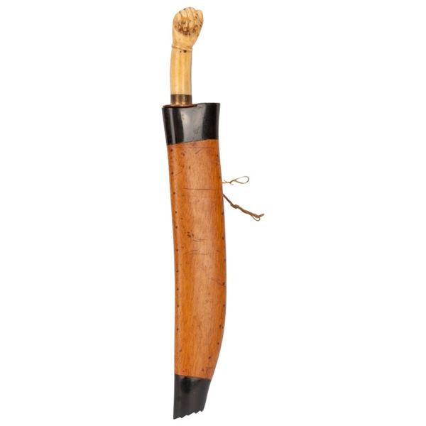 Indonesian Golok Carved Handle Dagger & Sheath