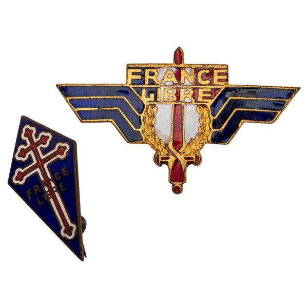 Two WWII Free French Forces Badges