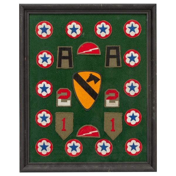 Framed WWII US Army Military Insignia