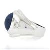 Image 6 : Mens 14k White Gold Simulated Lindy Blue Star Sapphire & Diamond Pinky Dome Ring
