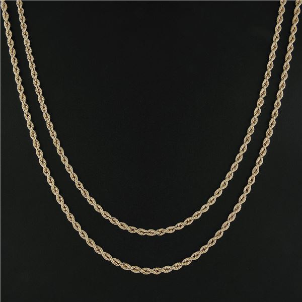 Classic Yellow Gold 46  4mm Thick Layerable Rope Link Chain Necklace