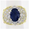 Image 2 : Estate 18K Gold 10.72 ctw GIA Oval Sapphire & Diamond Statement Cocktail Ring