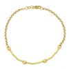 Image 1 : NEW 14k Gold 7.75" Etched Cylinder & Bead Slide Charm Rolo Link Chain Bracelet