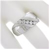 Image 6 : Men's 10k White Gold 0.40 ctw Channel Set Diamond Dual Finish Wide Band Ring