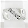Image 8 : Men's 10k White Gold 0.40 ctw Channel Set Diamond Dual Finish Wide Band Ring