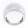 Image 8 : 14K White Gold 0.39 ctw Hammered Finish w/ Diamond Sides Wide Dome Bombe Band Ri