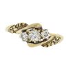 Image 5 : Antique Victorian 10k Gold 0.34 ctw Old Cut Diamond Repousse Work 3 Stones Ring