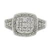 Image 4 : Solid 10k White Gold 0.50 ctw Pave Set Round Cut Diamond Milgrain Detailed Ring