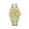 Image 2 : Rolex Mens 36MM 2Tone Yellow Gold And Steel 18K Gold Pyramid Diamond Bezel Datej