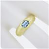 Image 3 : MAZ 14k Yellow Gold Oval Bezel Aquamarine Solitaire Textured Cocktail Band Ring