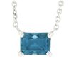 Image 2 : New 14K White Gold Rectangular Cut Prong Blue Zircon Solitaire Pendant & Chain