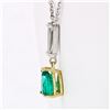 Image 4 : Petite 14K TT Gold.81 ctw Pear Emerald Long Baguette Diamond Drop Dangle Pendant