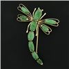 Image 5 : Vintage 10K Yellow Gold Cabochon Jade Open Work Dragonfly Large Pin Brooch