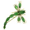 Image 6 : Vintage 10K Yellow Gold Cabochon Jade Open Work Dragonfly Large Pin Brooch