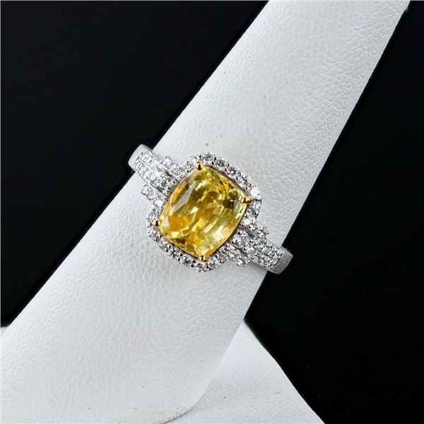 3.09 ctw UNHEATED Yellow Sapphire and 0.43 ctw Diamond 18K White and Yellow Gold