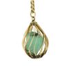 Image 4 : Vintage 14k Gold Tumbled Turquoise Basket Cage Pendant w/ 16" Rope Link Chain