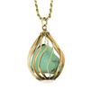 Image 6 : Vintage 14k Gold Tumbled Turquoise Basket Cage Pendant w/ 16" Rope Link Chain