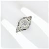 Image 3 : Antique Art Deco 18k White Gold.21 ctw Diamond Solitaire Filigree Engagement Rin