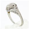 Image 8 : Antique Art Deco 18k White Gold.21 ctw Diamond Solitaire Filigree Engagement Rin