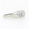 Image 5 : Vintage 14k White Gold 1.08 ctw Illusion Round Diamond Wide Statement Band Ring
