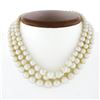Image 7 : 14.5" 3 Row Pearl Strand Necklace w/ 10k Gold Turquoise Twisted Wire Push Clasp