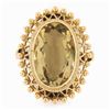 Image 1 : Vintage 18k Gold Milgrain Bezel Oval Citrine Open Work Beaded Large Platter Ring