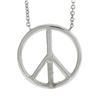 Image 2 : 14k White Gold .50 ctw Round Diamond 17.9mm Peace Sign Pendant & Adjustable Chai