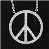 Image 5 : 14k White Gold .50 ctw Round Diamond 17.9mm Peace Sign Pendant & Adjustable Chai